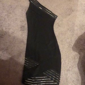 One Strap Mini Black Dress